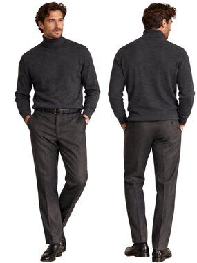 Vintage Mondi by Escada Wool Turtleneck Sweater Men's 44 Dark Gray Designer Rich
